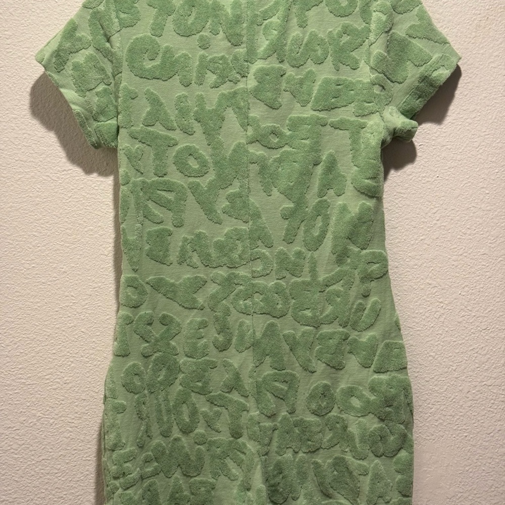 Green Textured Button-Up Neon Rave Dress - Picture 2 of 4
